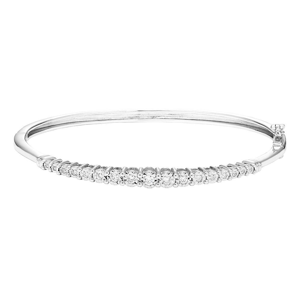 1/4 ct. tw. Diamond Bangle Bracelet in Sterling Silver
