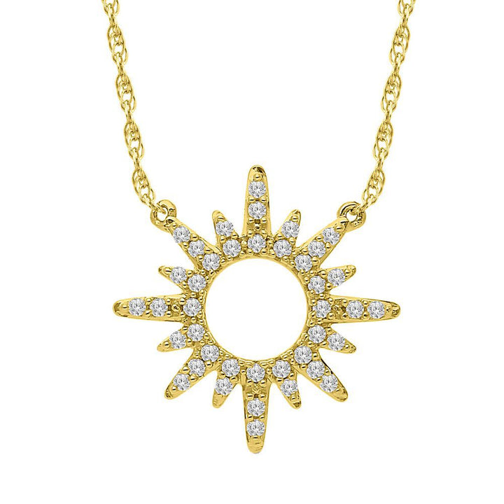 1/8 ct. tw. Diamond Sun Necklace in 10K Yellow Gold