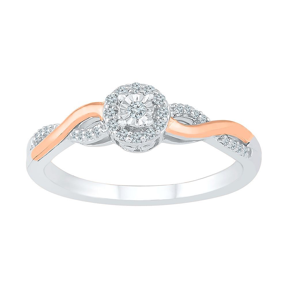1/8 ct. tw. Diamond Promise Ring in Sterling Silver & 10K Rose Gold