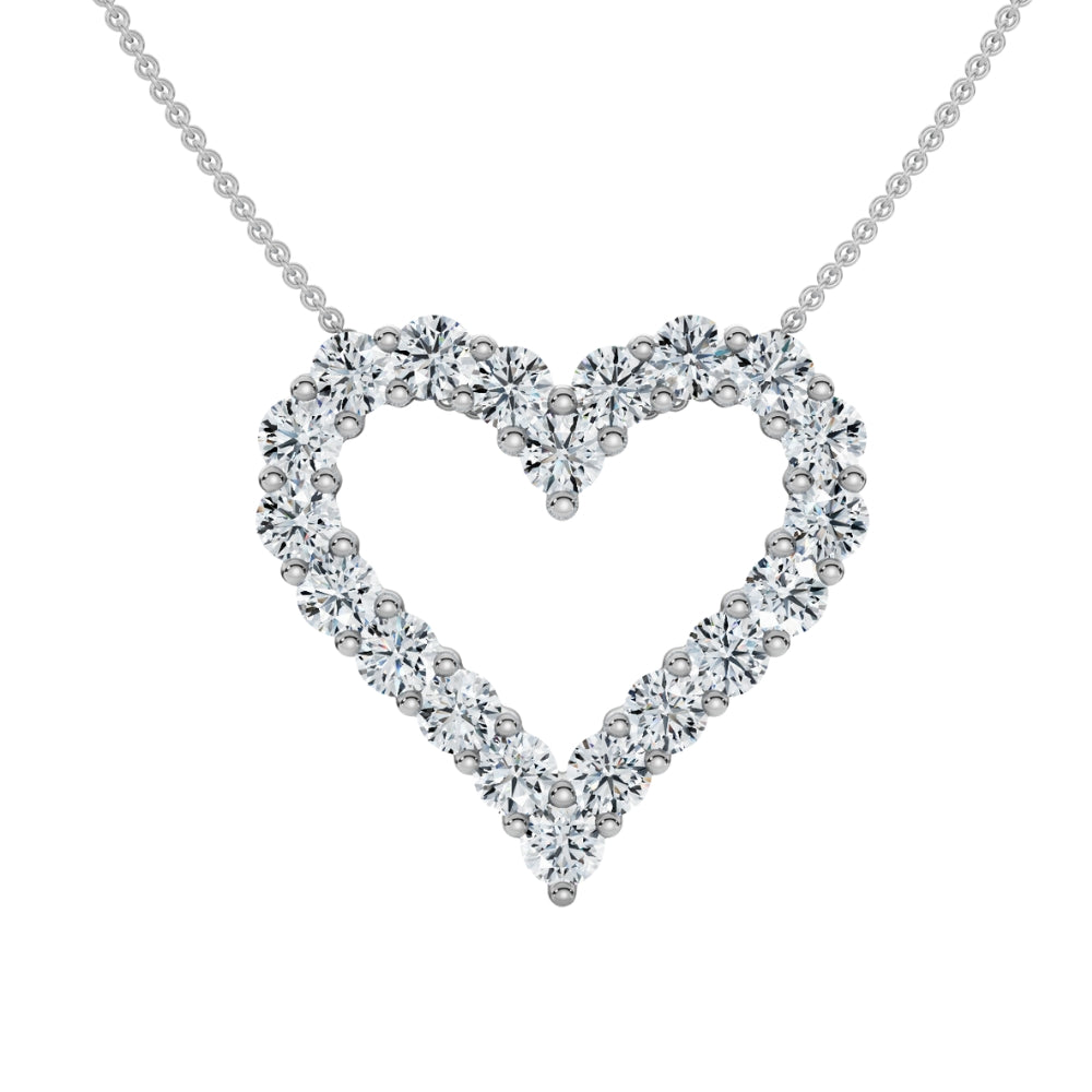 1ct Diamond Heart Pendant 14k Gold Lab Grown 3/4' Tall Necklace