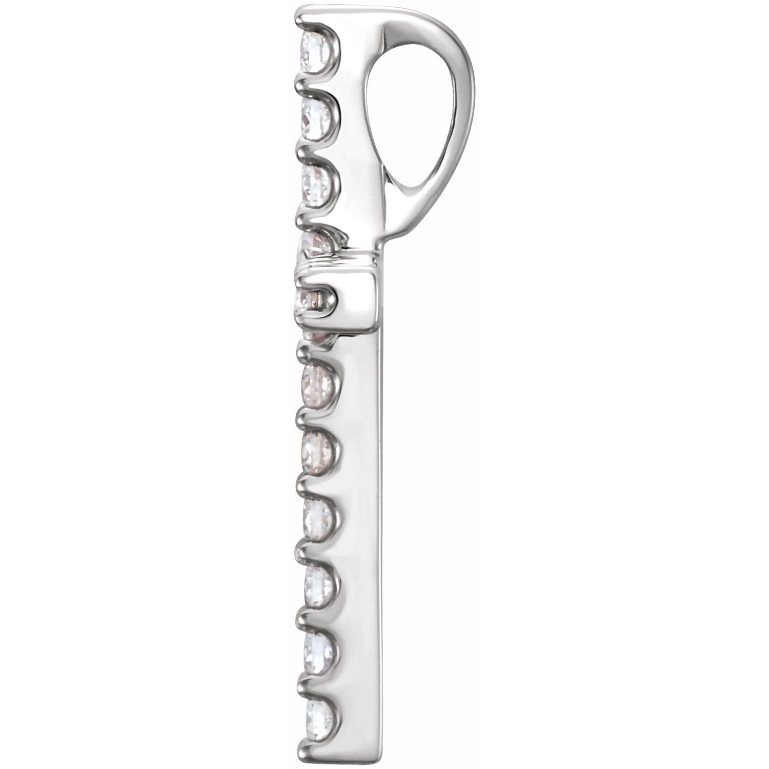 14k White Gold 1/4ct Lab-grown Diamond Petite Cross Pendant