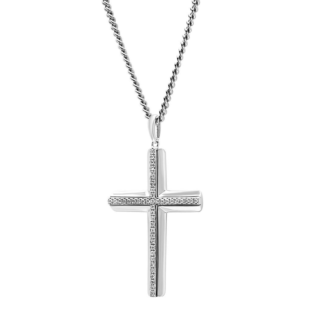 1/4 ct. tw. diamond cross pendant in sterling silver