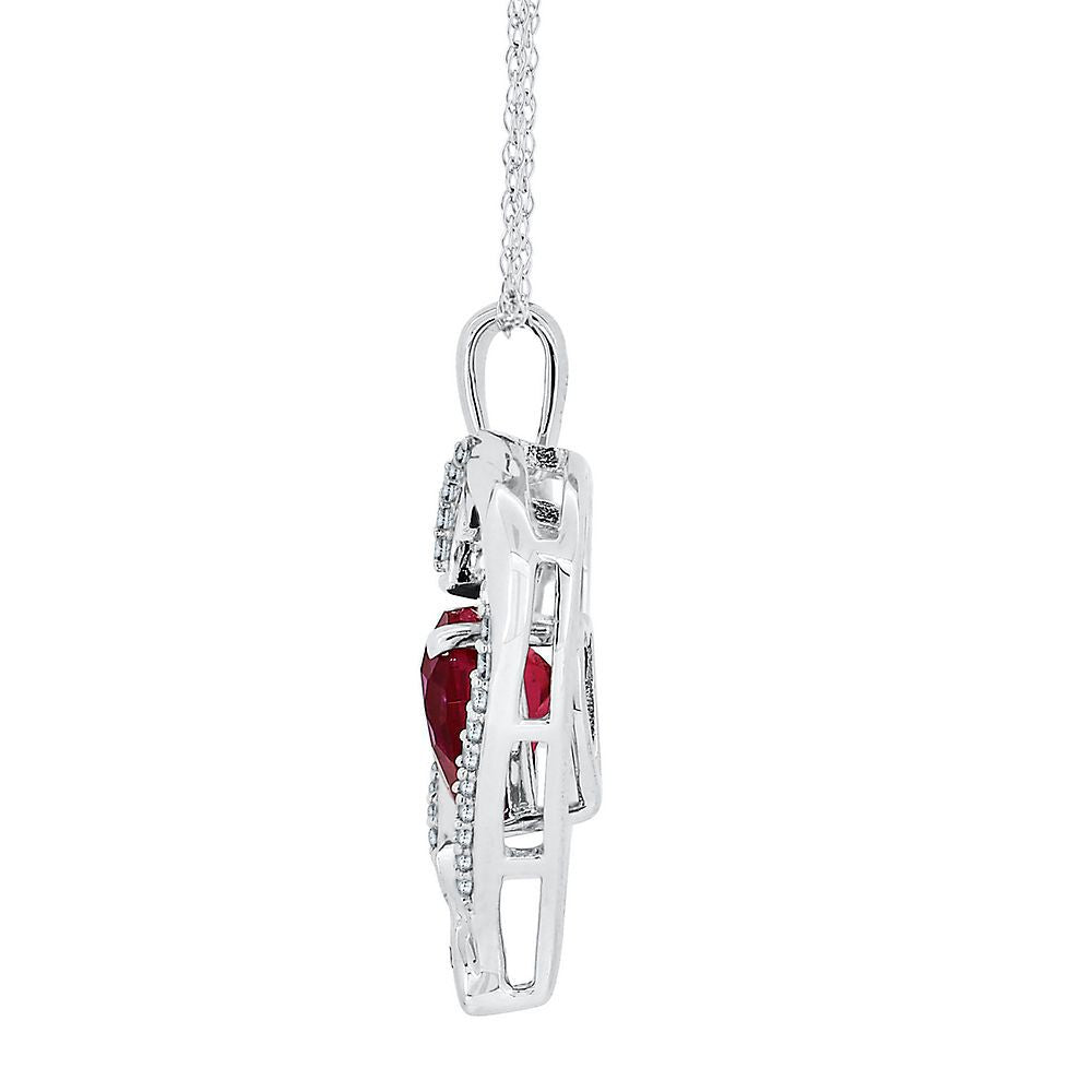 Lab Created Ruby & White Sapphire Heart Pendant in Sterling Silver