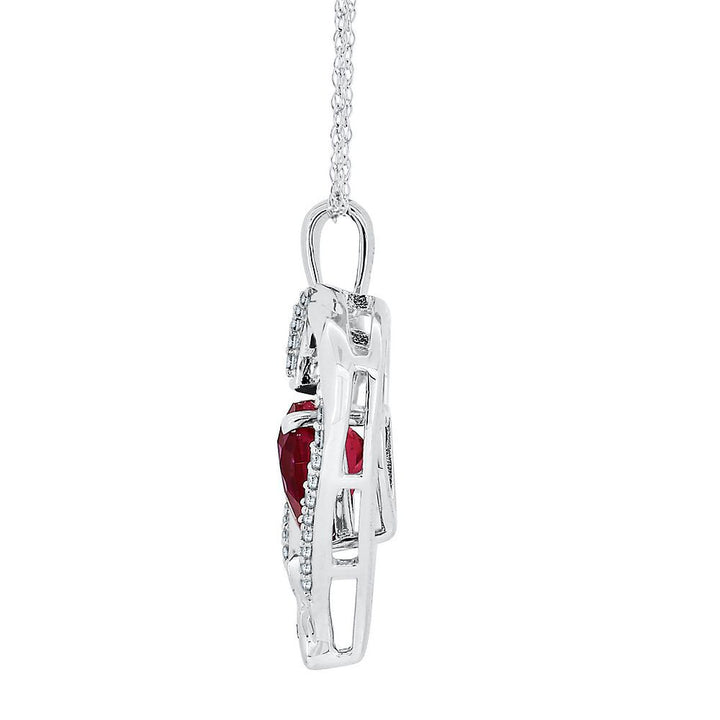 Lab Created Ruby & White Sapphire Heart Pendant in Sterling Silver