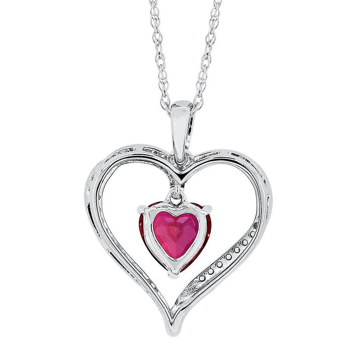 Lab Created Ruby & White Sapphire Heart Pendant in Sterling Silver