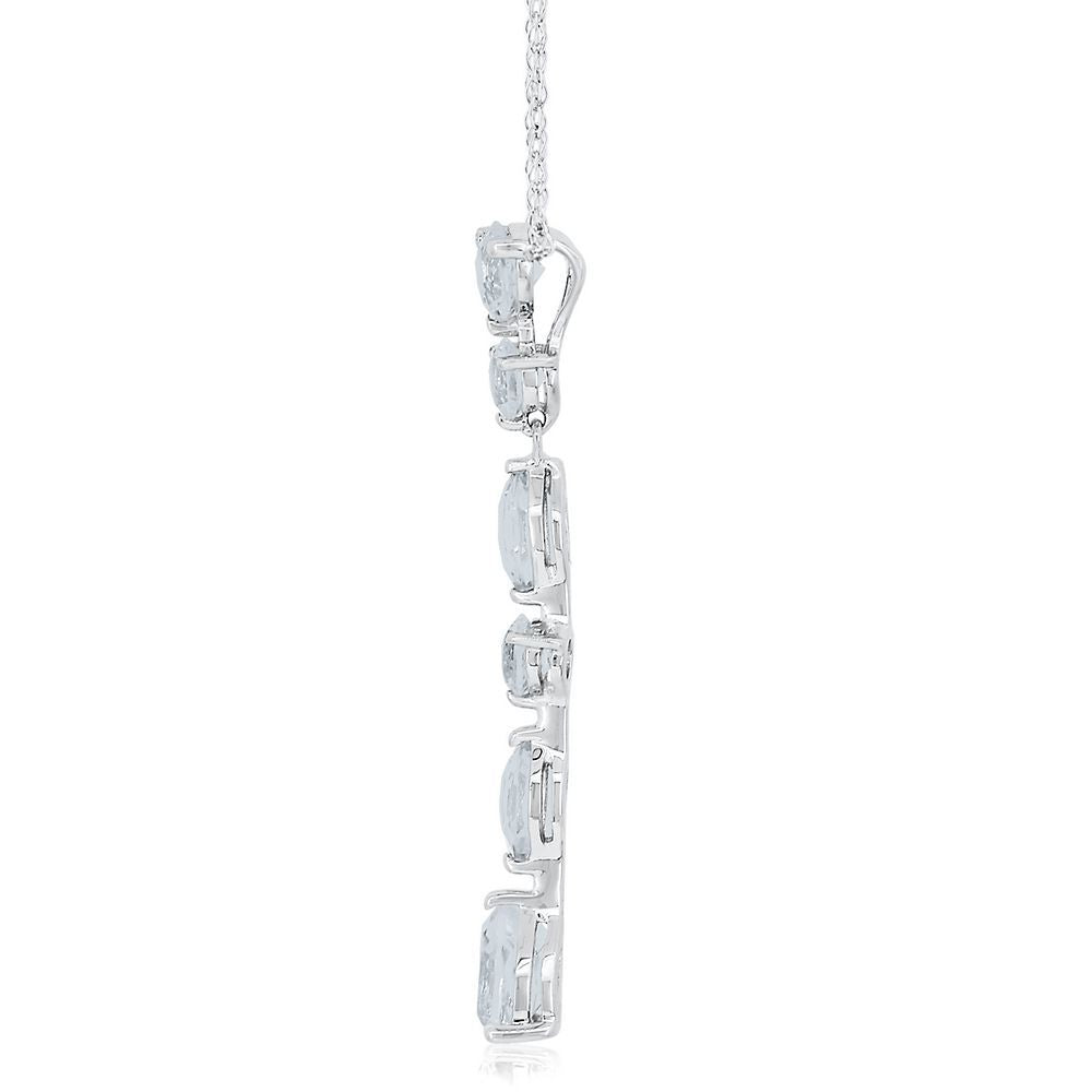 Lab Created White Sapphire Drop Pendant in Sterling Silver
