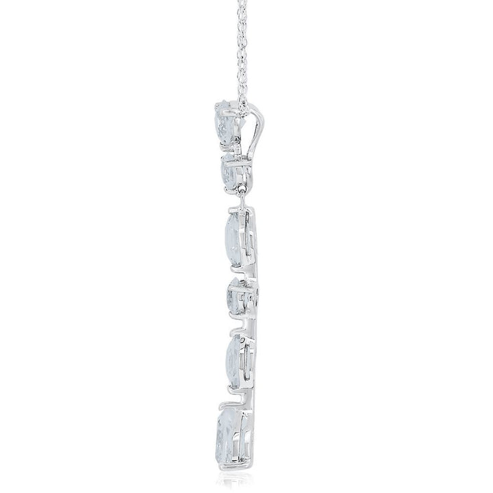 Lab Created White Sapphire Drop Pendant in Sterling Silver