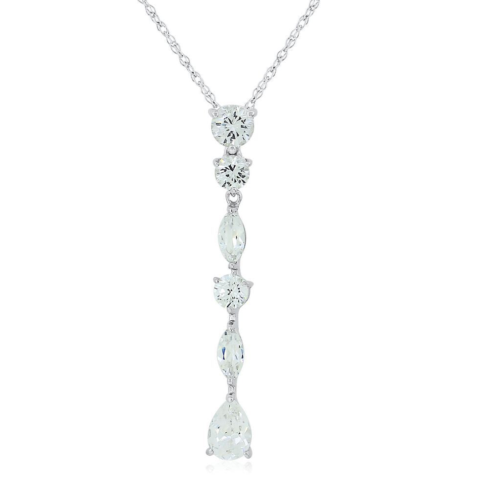 Lab Created White Sapphire Drop Pendant in Sterling Silver