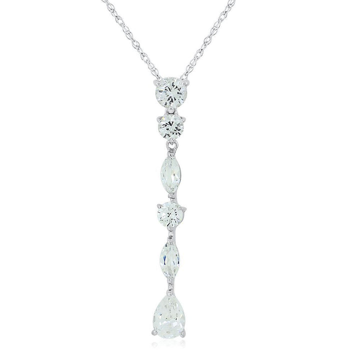 Lab Created White Sapphire Drop Pendant in Sterling Silver