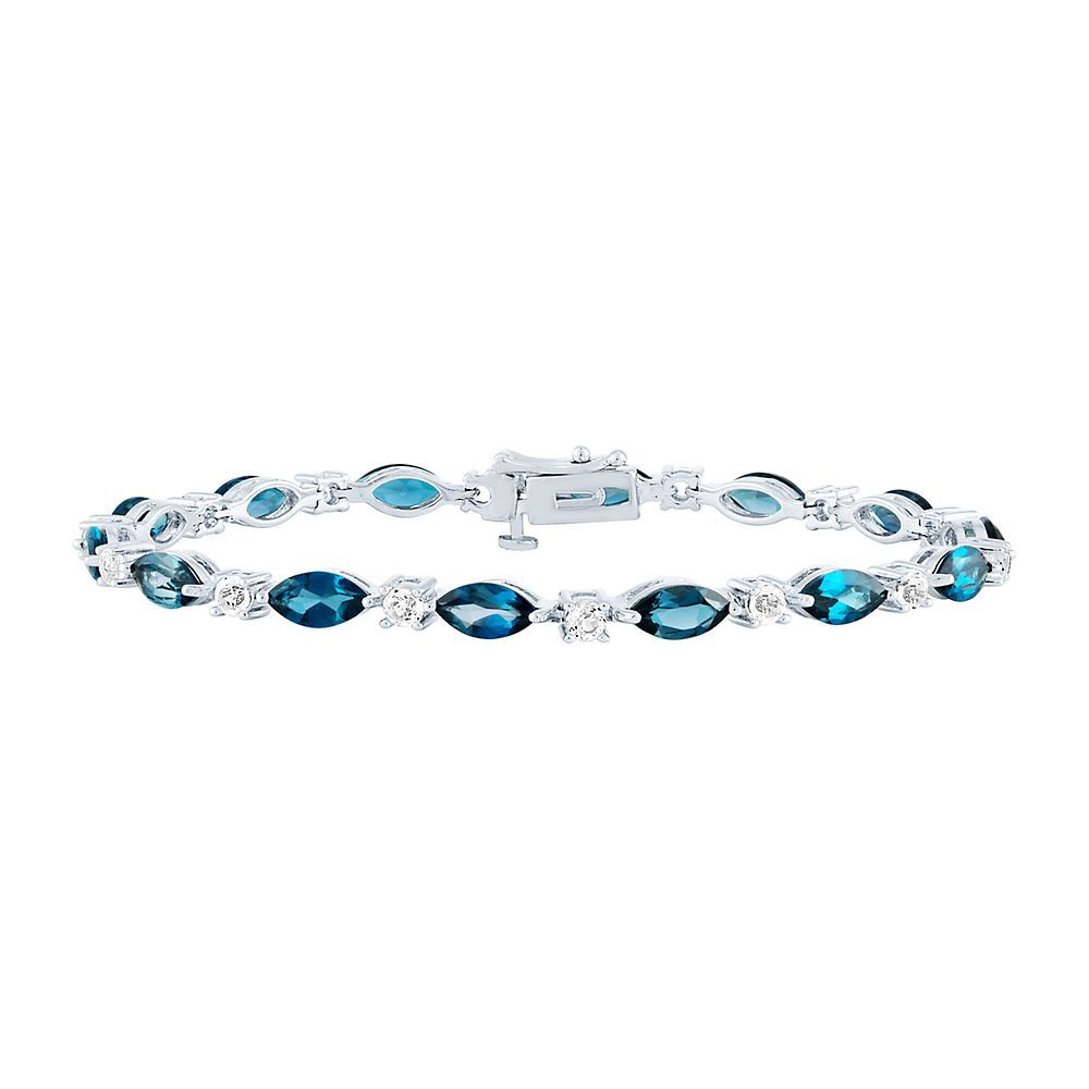 Blue & White Topaz Bracelet in Sterling Silver