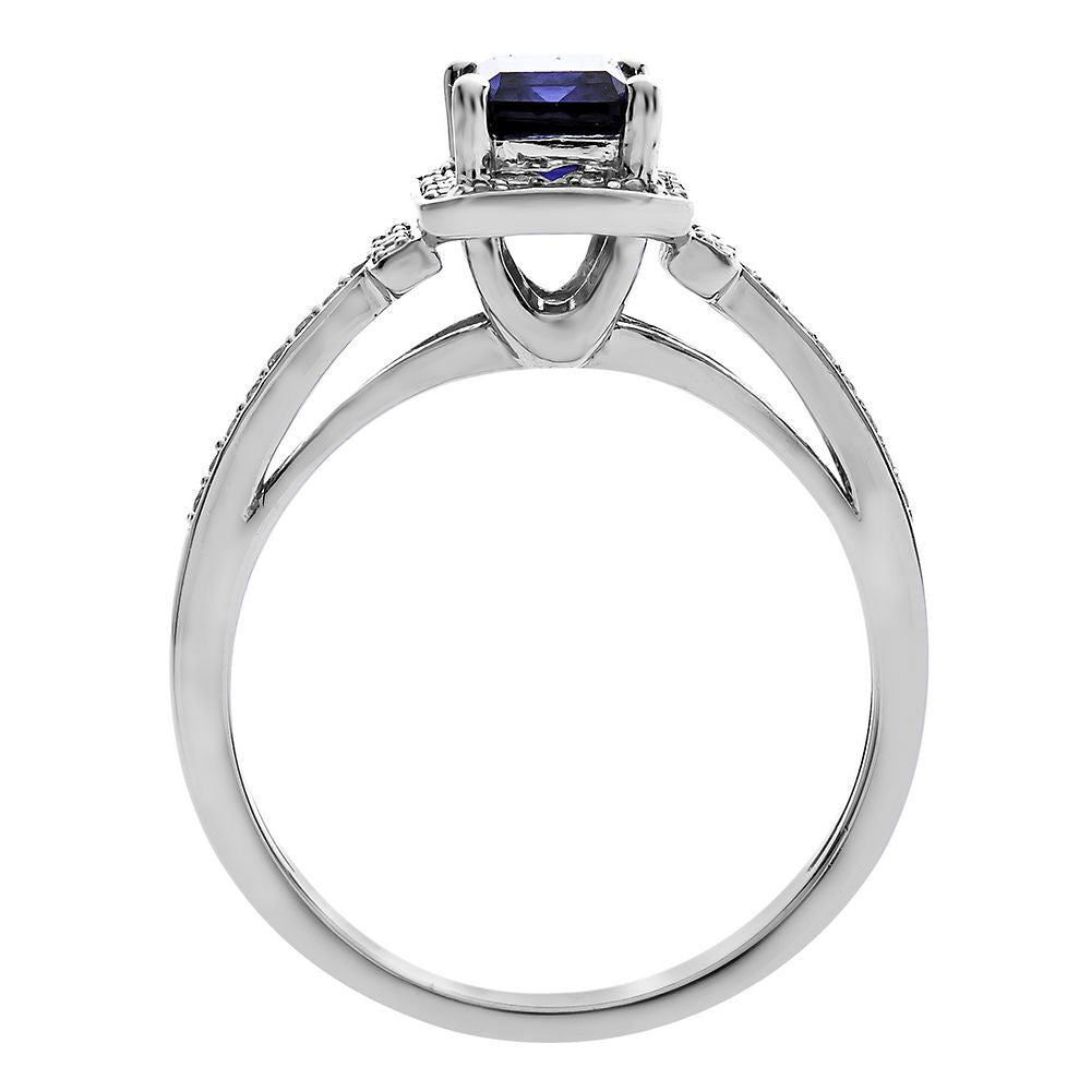Sapphire & 1/5 ct. tw. Diamond Ring in 10K White Gold