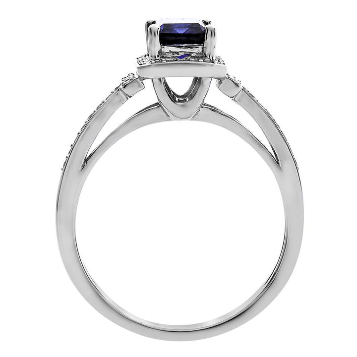 Sapphire & 1/5 ct. tw. Diamond Ring in 10K White Gold