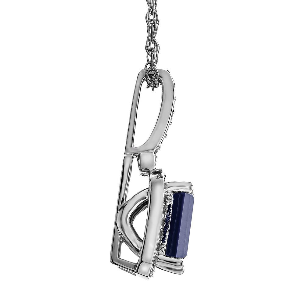 Sapphire & 1/7 ct. tw. Diamond Pendant in 10K White Gold
