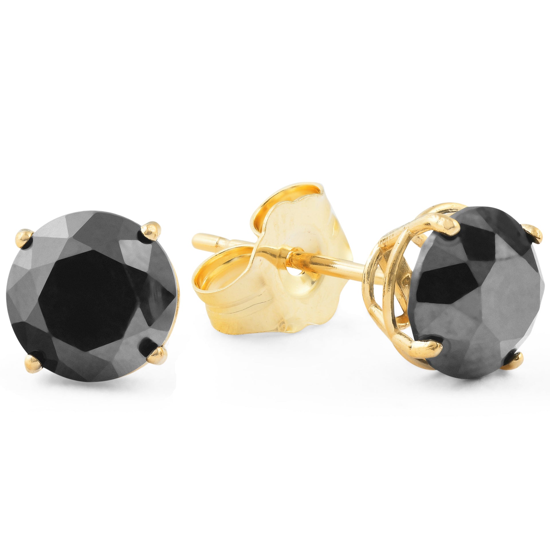 2 Ct Black Diamond Studs 14k Yellow Gold Earrings