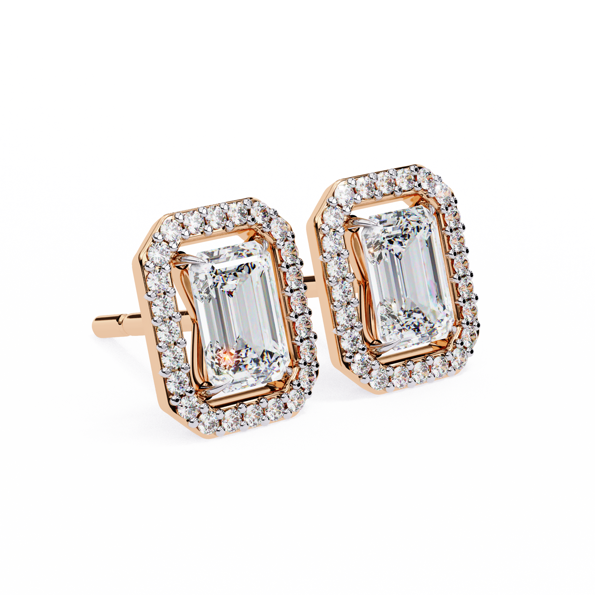 Radiant-Cut Lab-grown Diamond Halo Studs in 10K White Gold