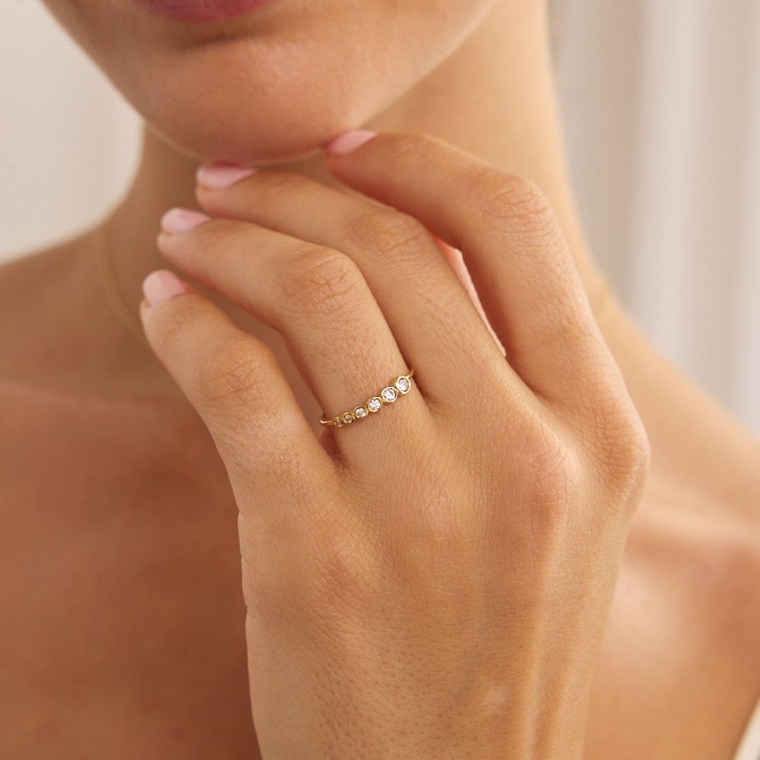 Gold Graduated Diamond Style Stacking Ring