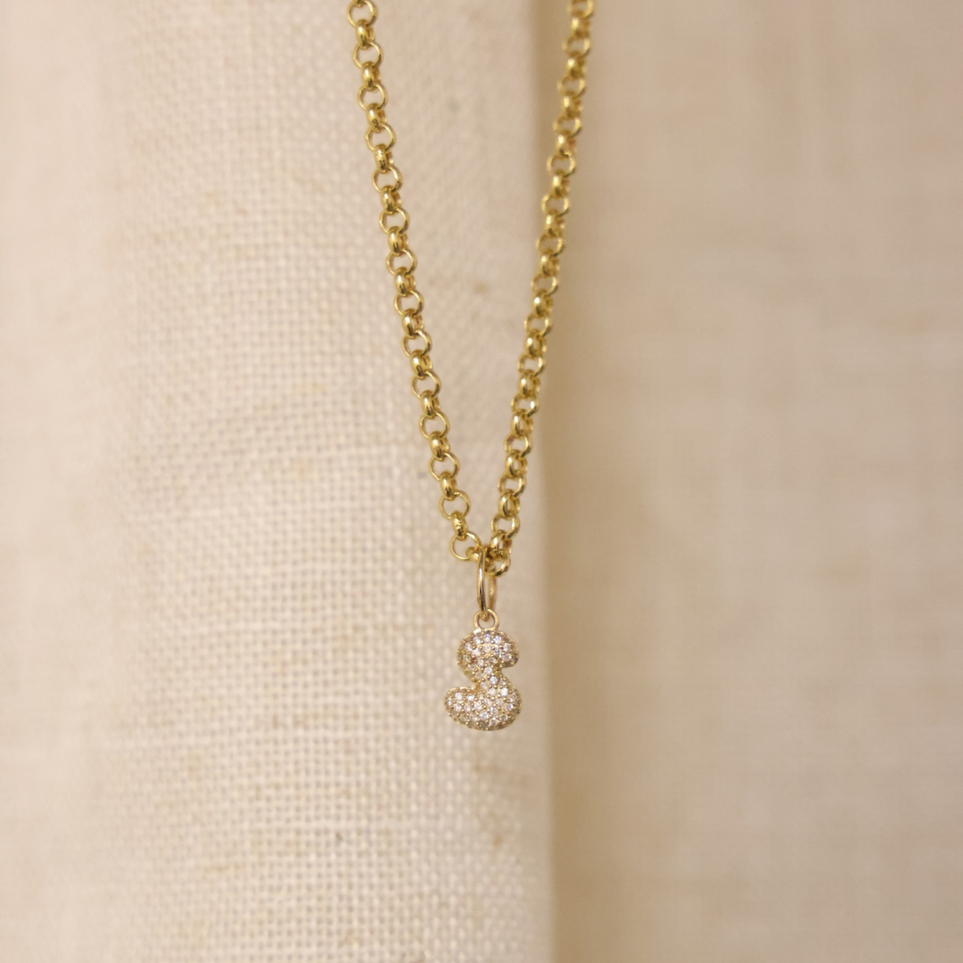 Gold Diamond Bubble Initial Charm