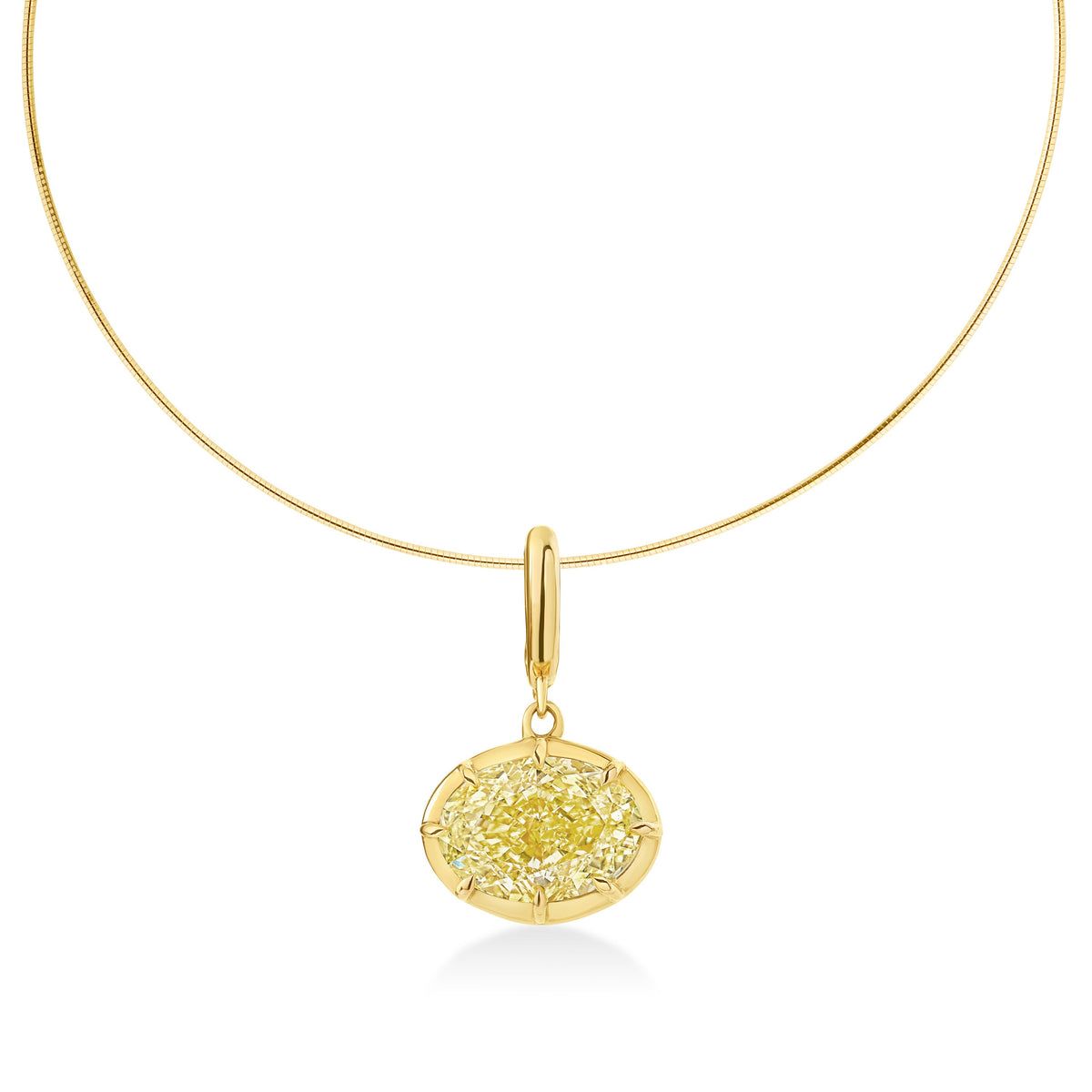 Georgian East-West Oval Yellow Lab Diamond Omega Necklace