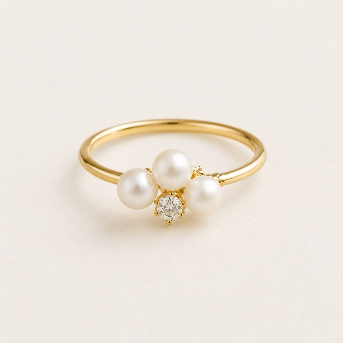 Aurora Diamond & Pearl Cluster Ring