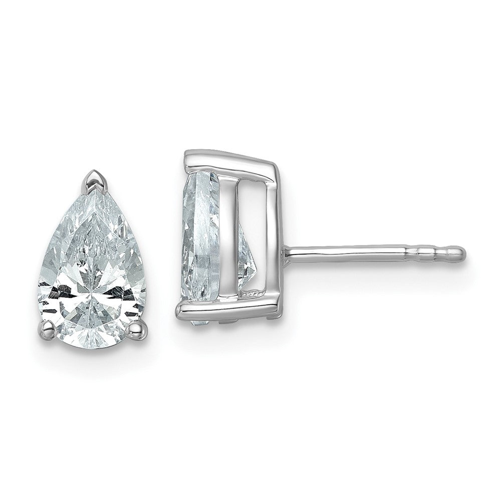 14k White Gold 2 CT Pear Lab Grown Diamond Stud Earrings VS Clarity G-H Color