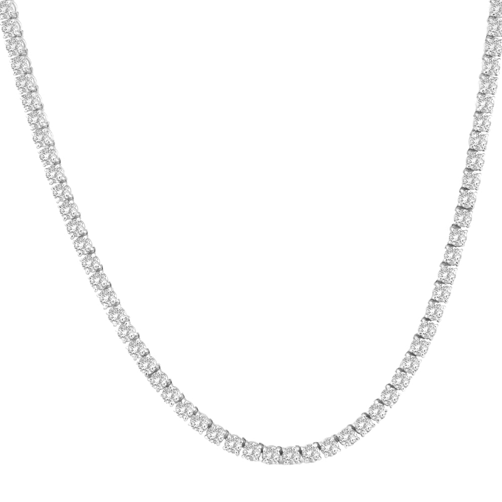 23 Ct TW Round Cut lab Grown Diamond Tennis Necklace 14K White Gold 18'