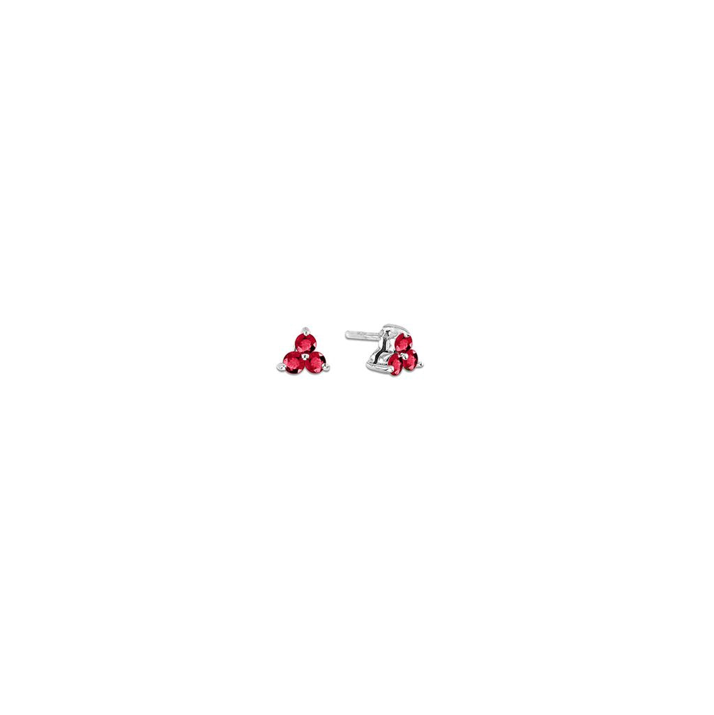 0.40cttw Natural Heated Ruby Three Stone Earring in 14k Gold