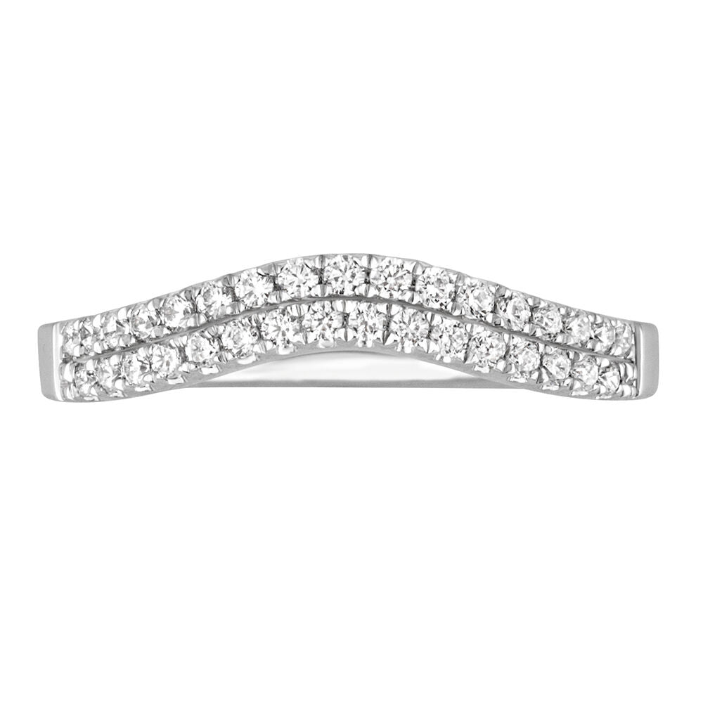 Double Row Diamond Contour Band in 14K White Gold (1/4 ct. tw.)