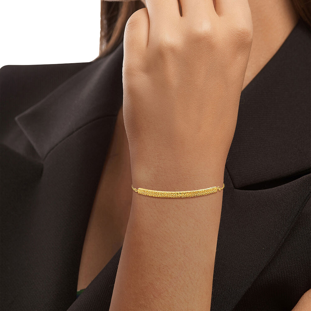 Diamond Cut Bar Bolo Bracelet in 14K Yellow Gold