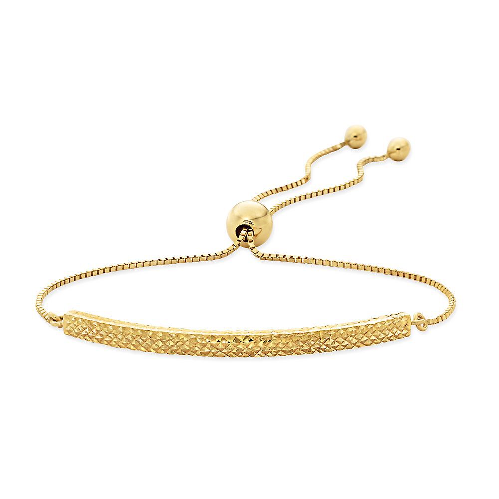 Diamond Cut Bar Bolo Bracelet in 14K Yellow Gold