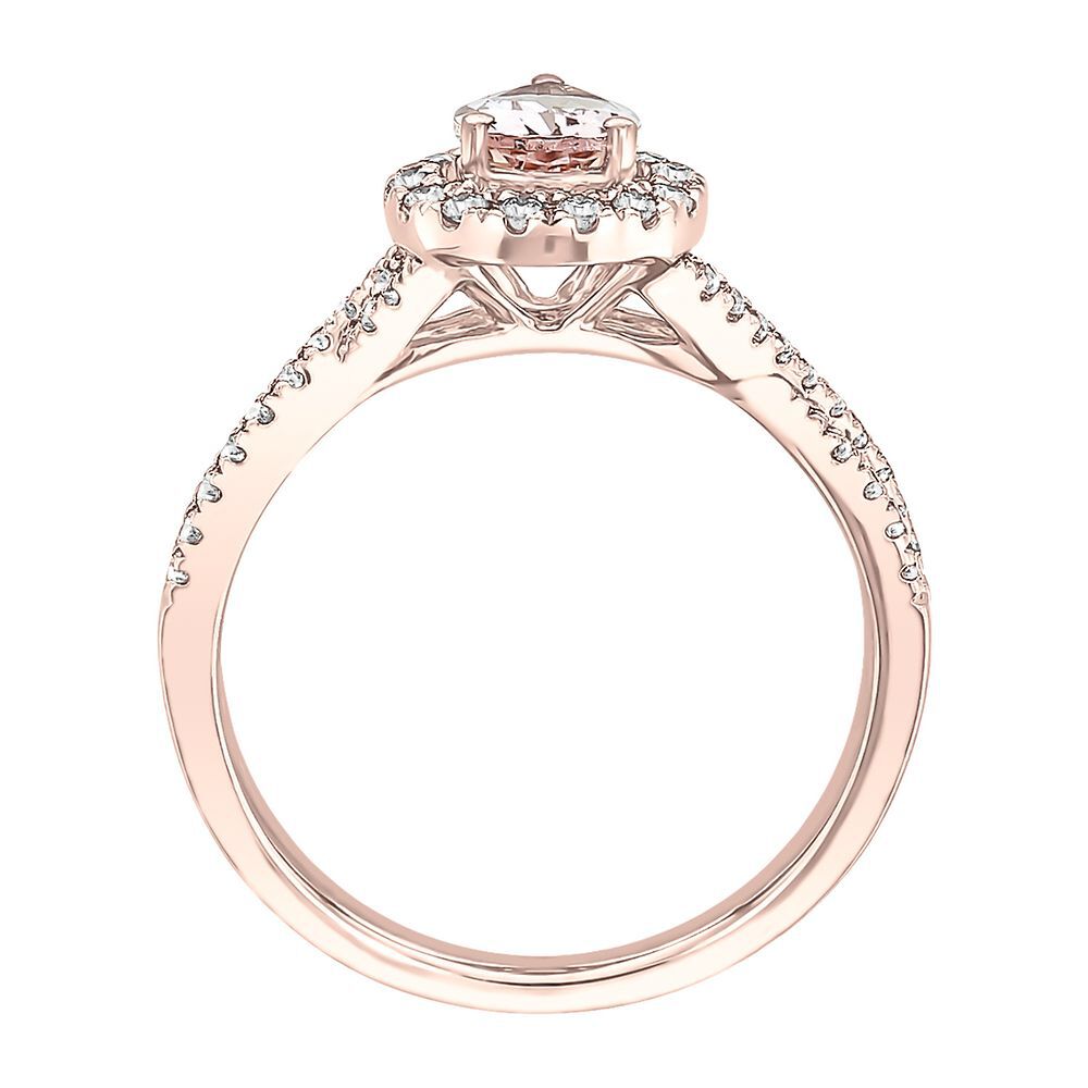 Pear-Shaped Morganite & Diamond Ring in 10K Rose Gold (1/3 ct. tw.)