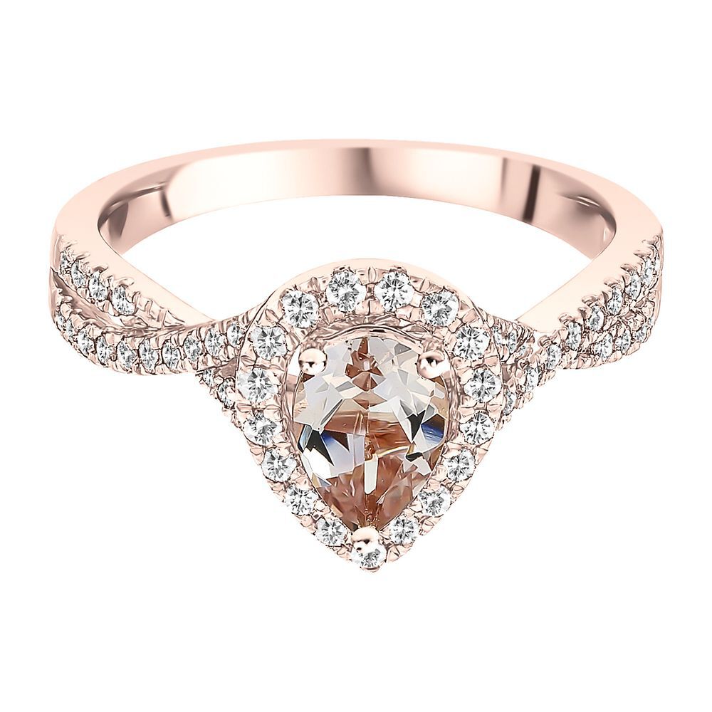 Pear-Shaped Morganite & Diamond Ring in 10K Rose Gold (1/3 ct. tw.)