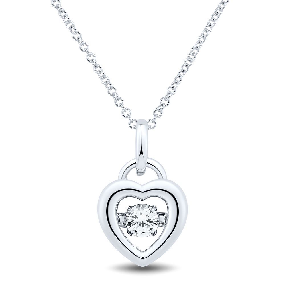 The Beat of Your Heart® Lab Created White Sapphire Heart Pendant in Sterling Silver