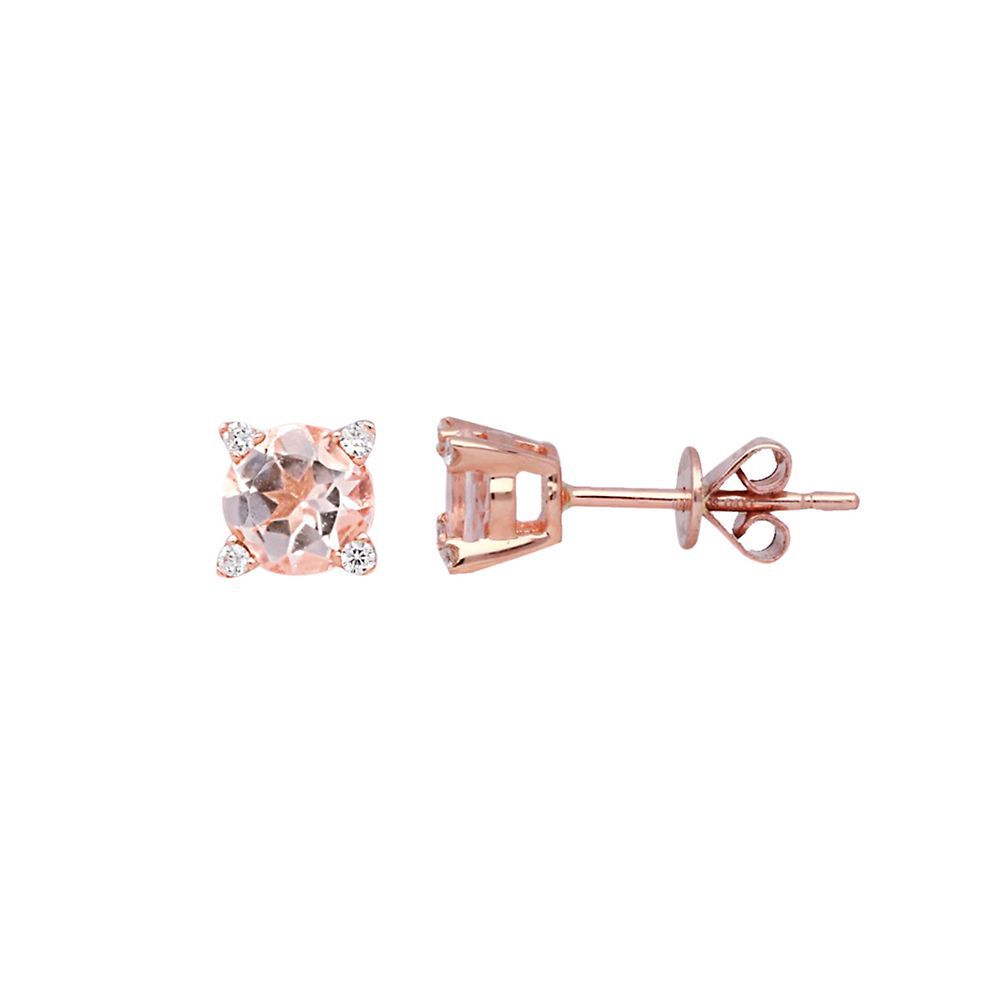 Morganite & Diamond Earrings in 10K Rose Gold