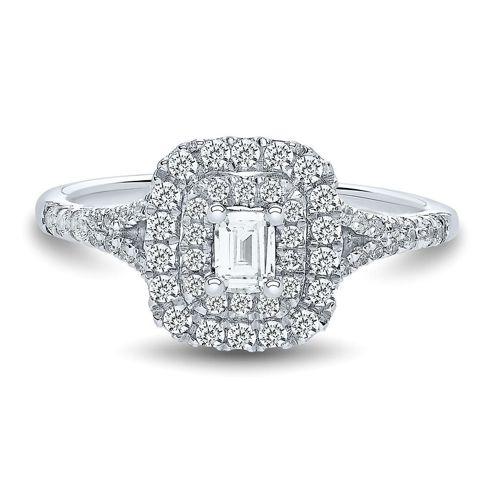 1/2 ct. tw. Diamond Halo Engagement Ring in 14K White Gold
