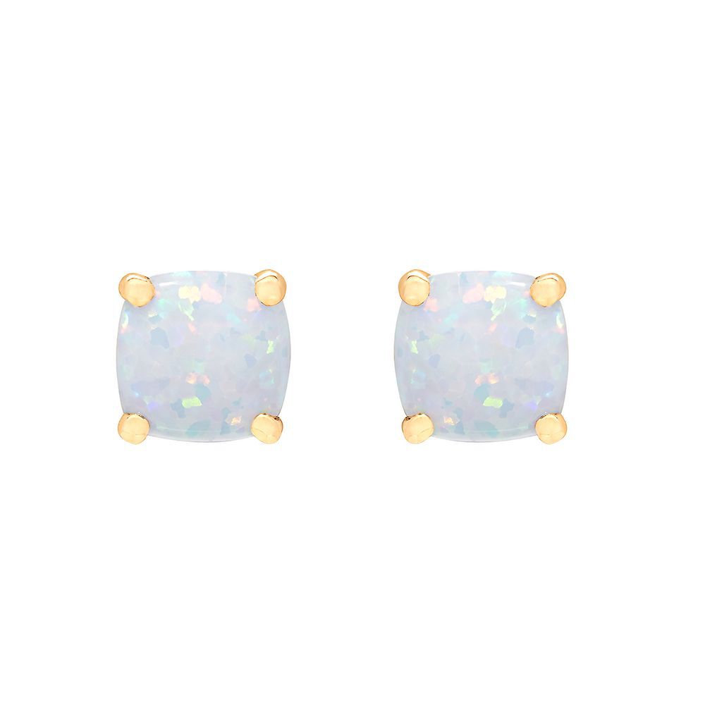 Lab Created Opal Stud Earrings in 10K Yellow Gold
