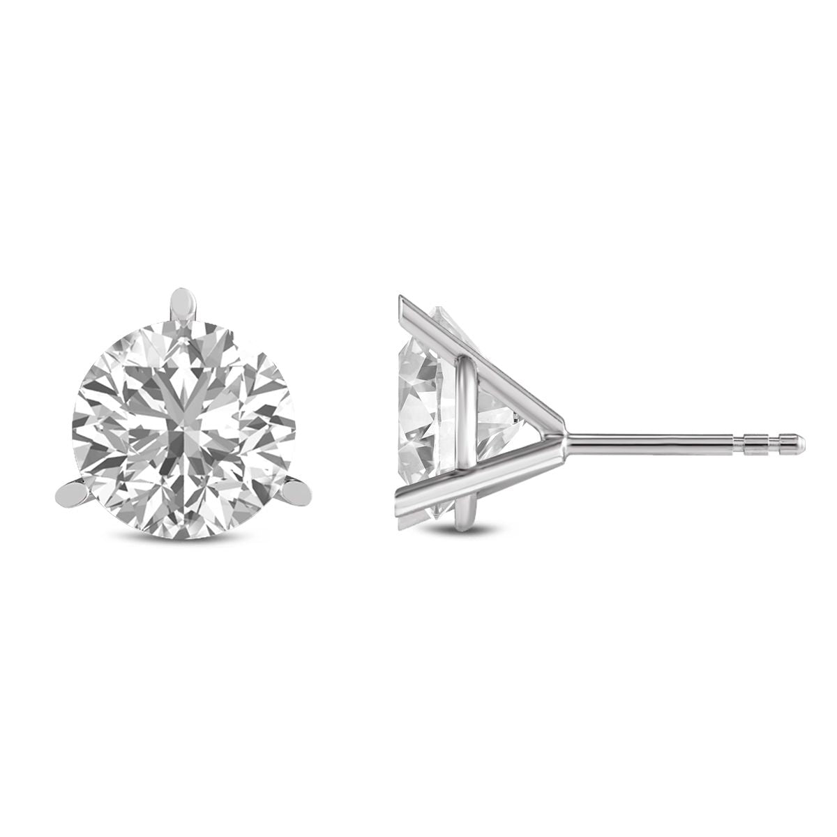 Diana M Lab 1/2 ct TW 3 prong Martini Studs Earring in 14KT WHITE Gold