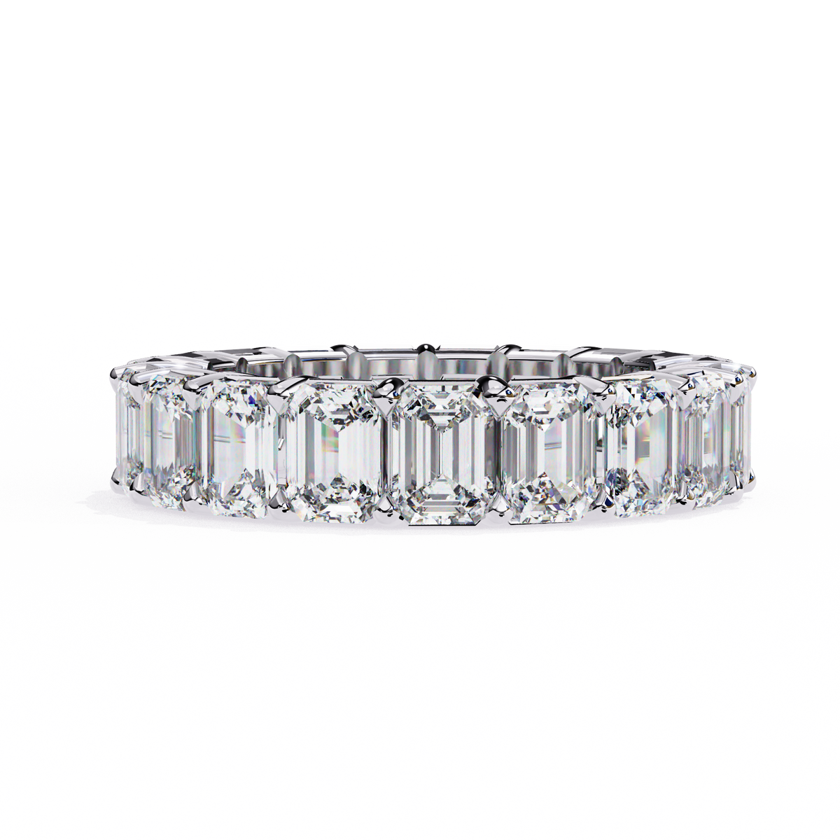 Emerald-Cut Lab-grown Diamond Eternity Band in 10K White Gold