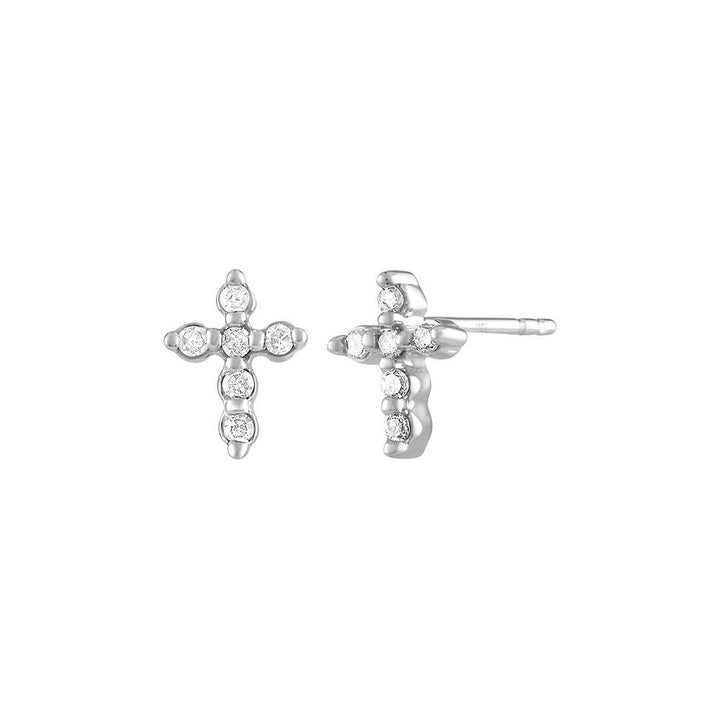 1/8 ct. tw. Diamond Cross Stud Earrings in 10K White Gold
