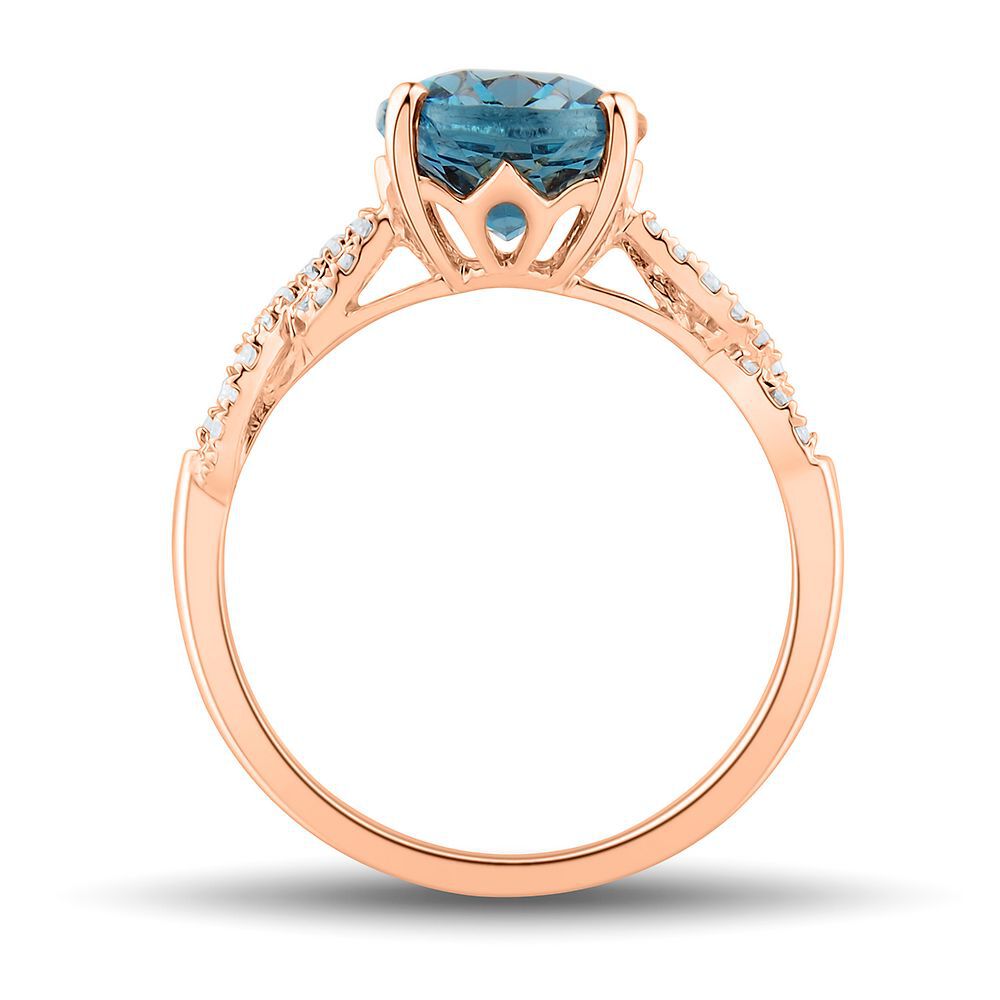 Blue Topaz & 1/10 ct. tw. Diamond Ring in 10K Rose Gold