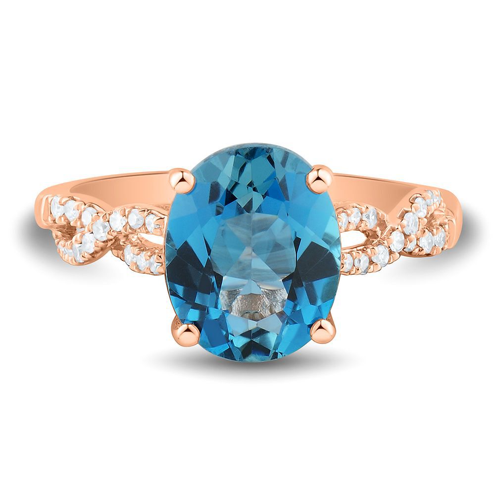 Blue Topaz & 1/10 ct. tw. Diamond Ring in 10K Rose Gold