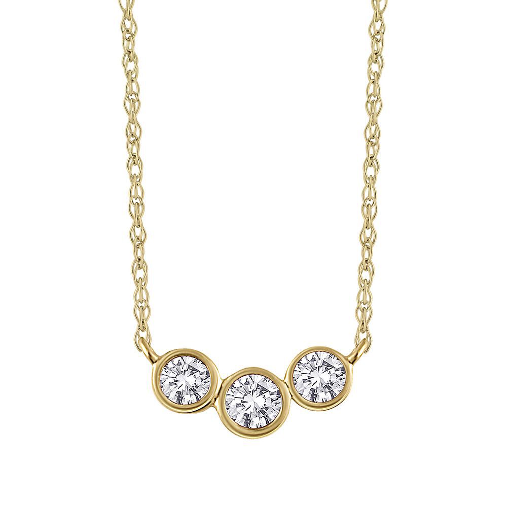 1/10 ct. tw. Diamond Three-Stone Necklace in 10K Yellow Gold
