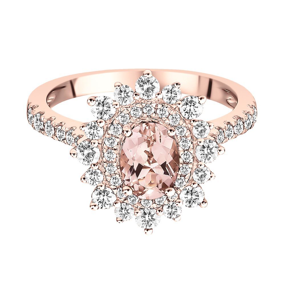 Morganite & 3/4 ct. tw. Diamond Ring in 14K Rose Gold