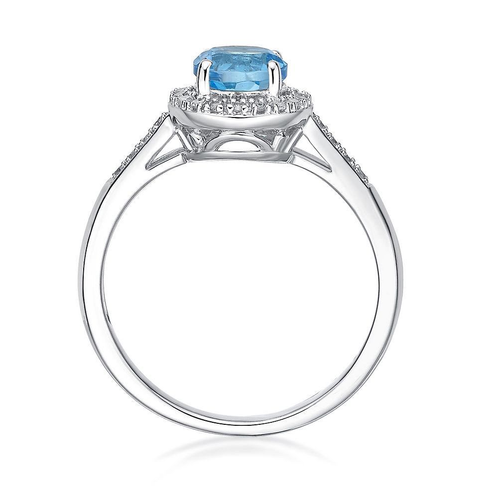 Swiss Blue Topaz & 1/8 ct. tw. Diamond Ring in Sterling Silver