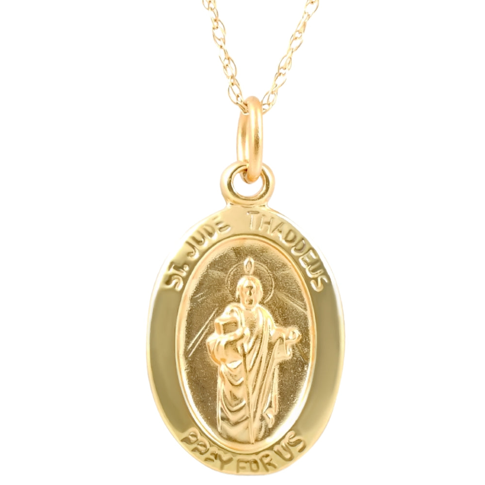 14k Yellow Gold Gold St. Jude Thaddeus Medal Pendant .5' Tall 1 Gram
