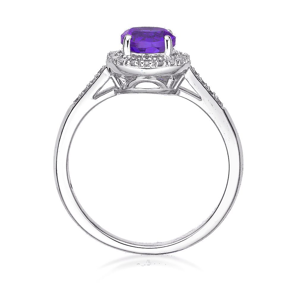 Amethyst & 1/8 ct. tw. Diamond Ring in Sterling Silver
