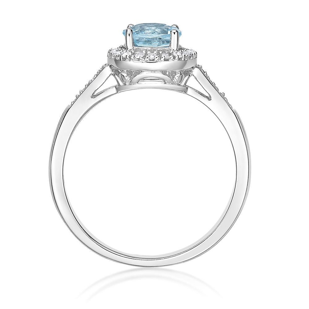Aquamarine & 1/8 ct. tw. Diamond Ring in Sterling Silver