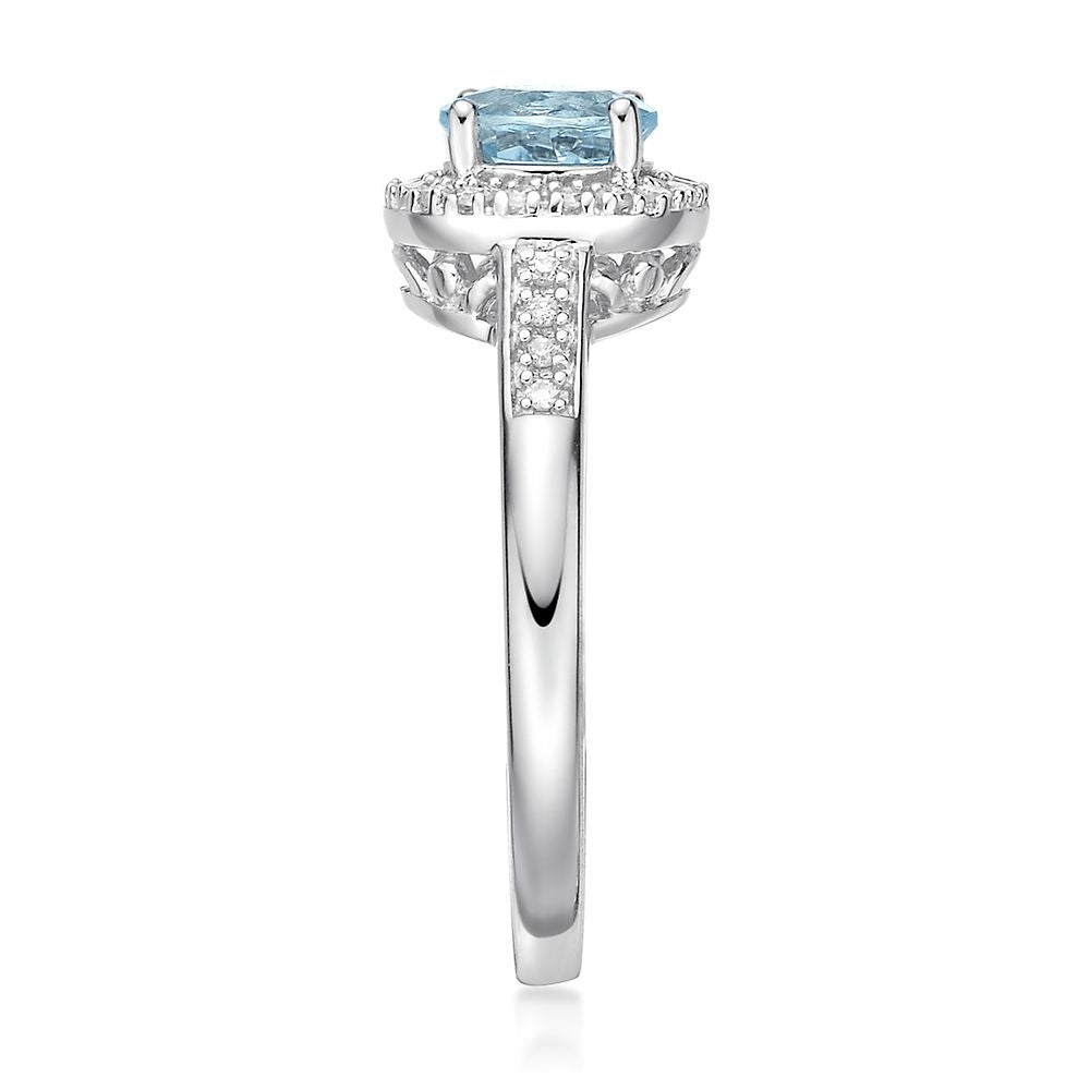 Aquamarine & 1/8 ct. tw. Diamond Ring in Sterling Silver