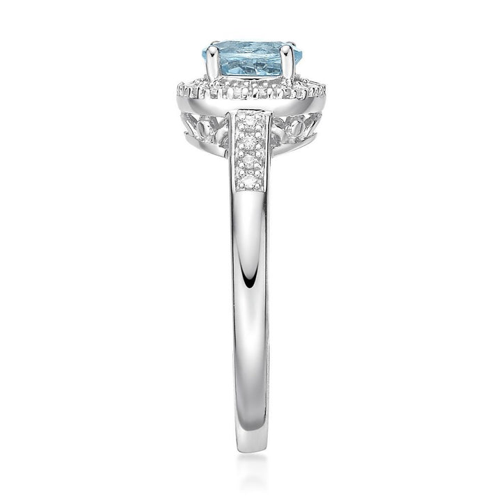 Aquamarine & 1/8 ct. tw. Diamond Ring in Sterling Silver