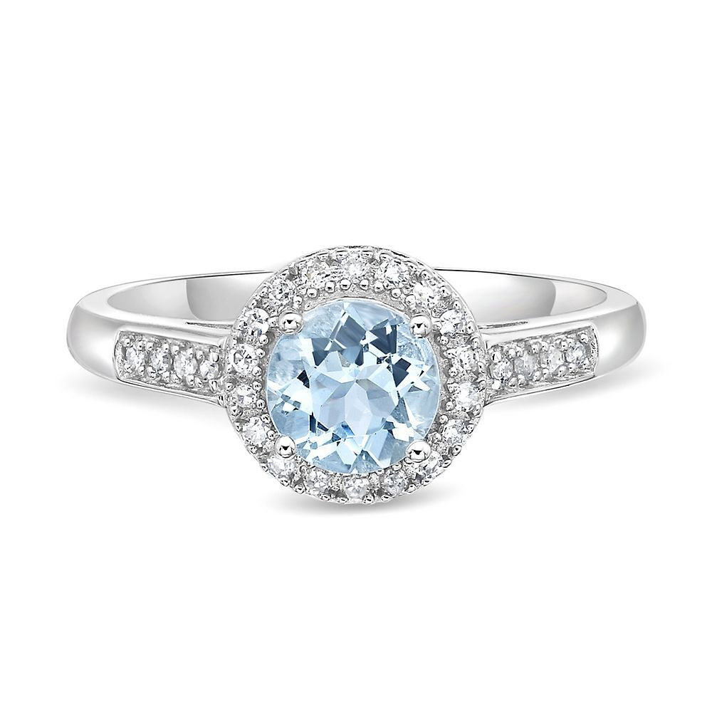 Aquamarine & 1/8 ct. tw. Diamond Ring in Sterling Silver