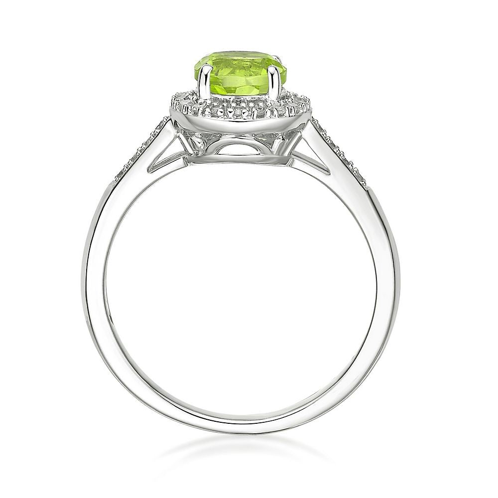 Peridot & 1/8 ct. tw. Diamond Ring in Sterling Silver